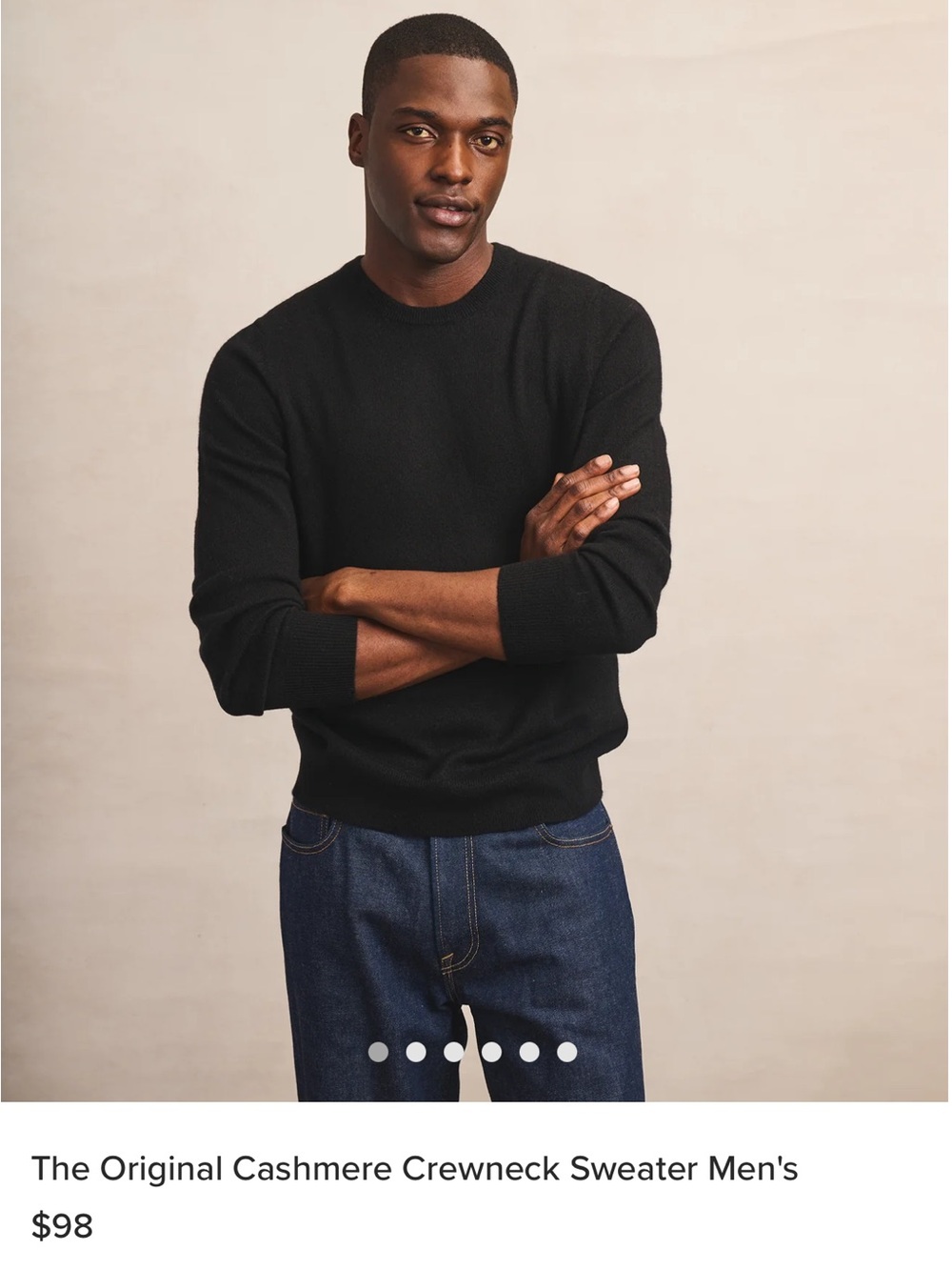 Naadam Black Cashmere Crewneck Sweater - Men's